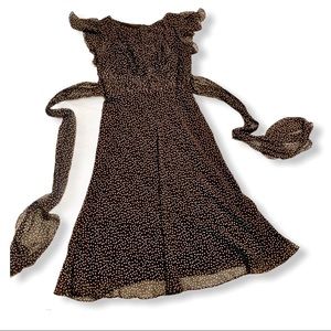 Coldwater Creek 100% silk brown polka dot dress